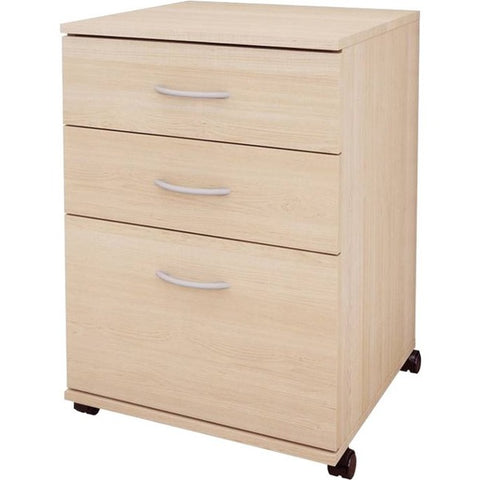 Nexera Furniture Essentials Mobile Filing Cabinet, 3-Drawer, Natural Maple