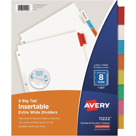 Avery Big Tab Extra Wide White Insertable Dividers - Clear Reinforced