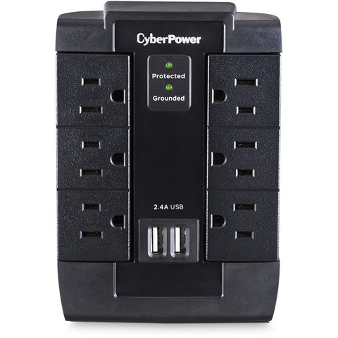 CyberPower Systems, Inc CSP600WSU Professional 6 Swivel Outlets Surge with 1200J, 2-2.1A USB & Wall Tap