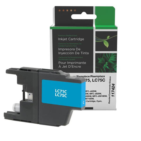 Clover Technologies Group, LLC Remanufactured High Yield Cyan Ink Cartridge (Alternative for Brother LC71C LC75C) (600 Yield)