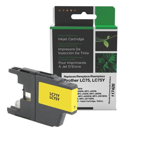 Clover Technologies Group, LLC Remanufactured High Yield Yellow Ink Cartridge (Alternative for Brother LC71Y LC75Y) (600 Yield)