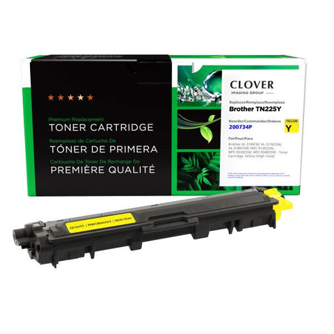 Clover Technologies Group, LLC Remanufactured High Yield YellowToner Cartridge (Alternative for Brother TN225Y) (2200 Yield)