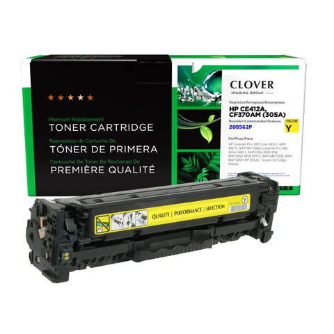 Clover Technologies Group, LLC Remanufactured Yellow Toner Cartridge (Alternative for HP CE412A 305A) (2600 Yield)